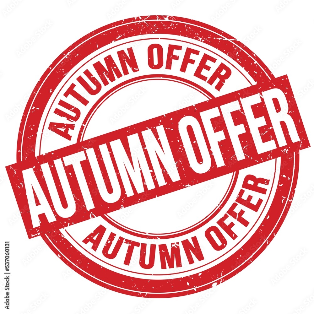 AUTUMN OFFER text written on red round stamp sign AUTUMN OFFER text written on red round stamp sign