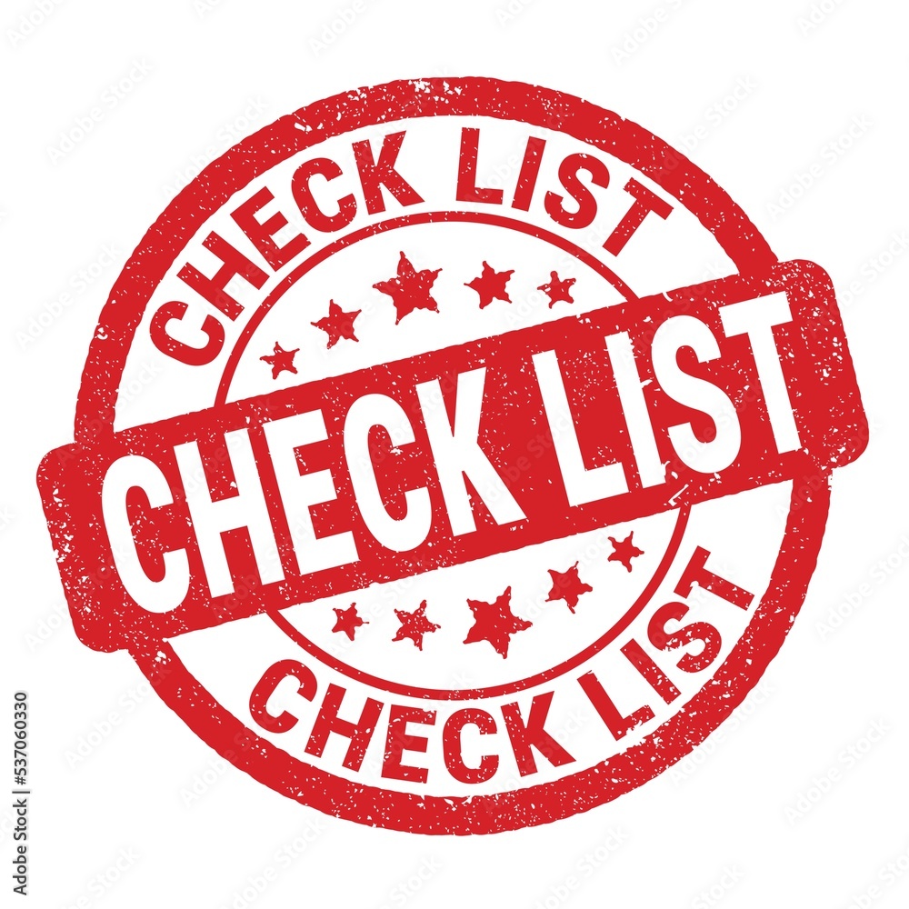 CHECK LIST text written on red round stamp sign. CHECK LIST text written on red round stamp sign.