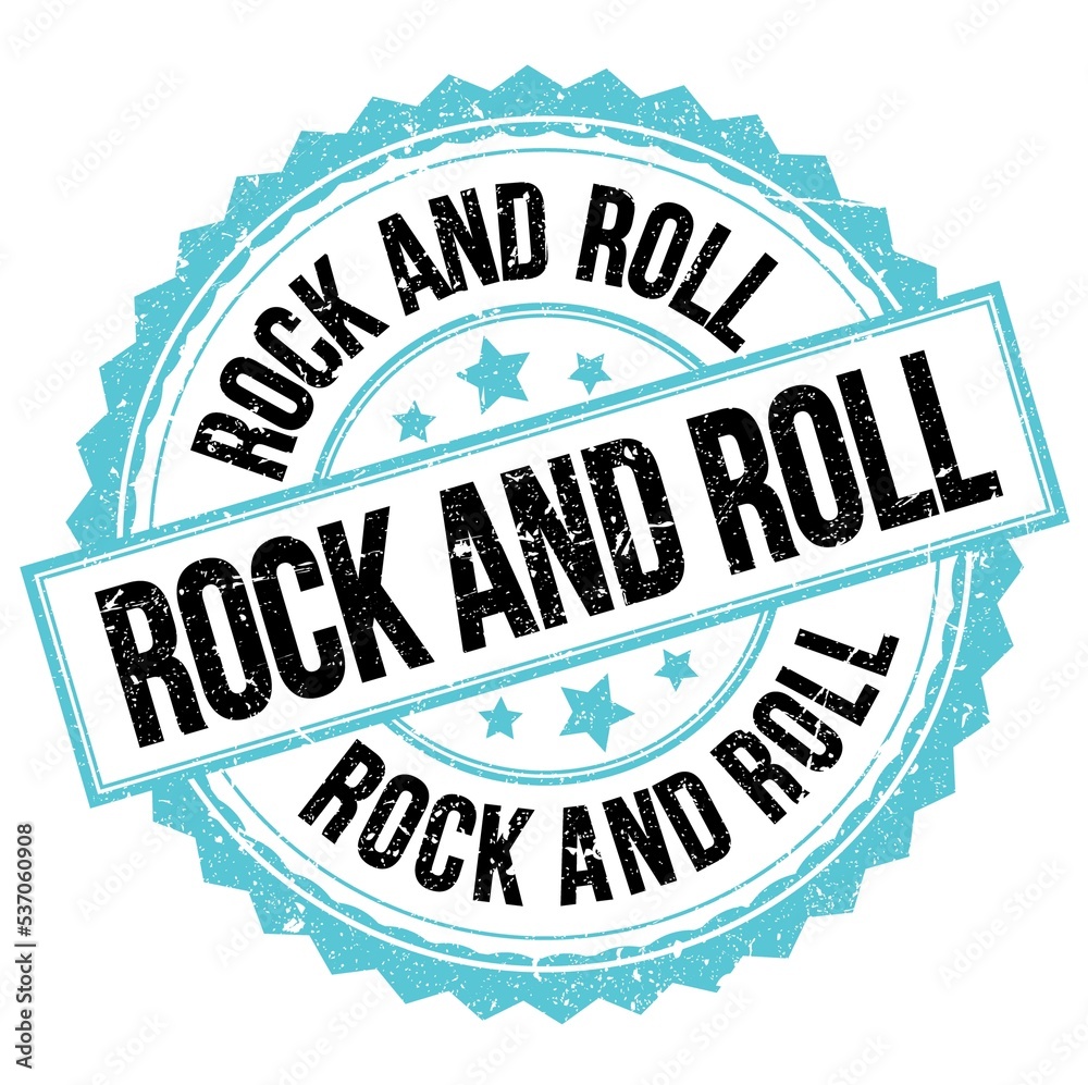 Obraz premium ROCK AND ROLL text on blue-black round stamp sign