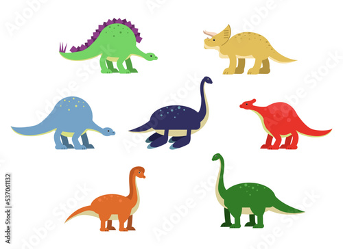 Plant Eating and Herbivorous Dinosaurs as Wild Jurassic Period Animal Vector Set