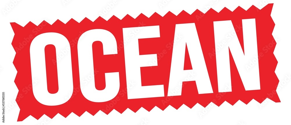 OCEAN text written on red stamp sign. OCEAN text written on red stamp sign.