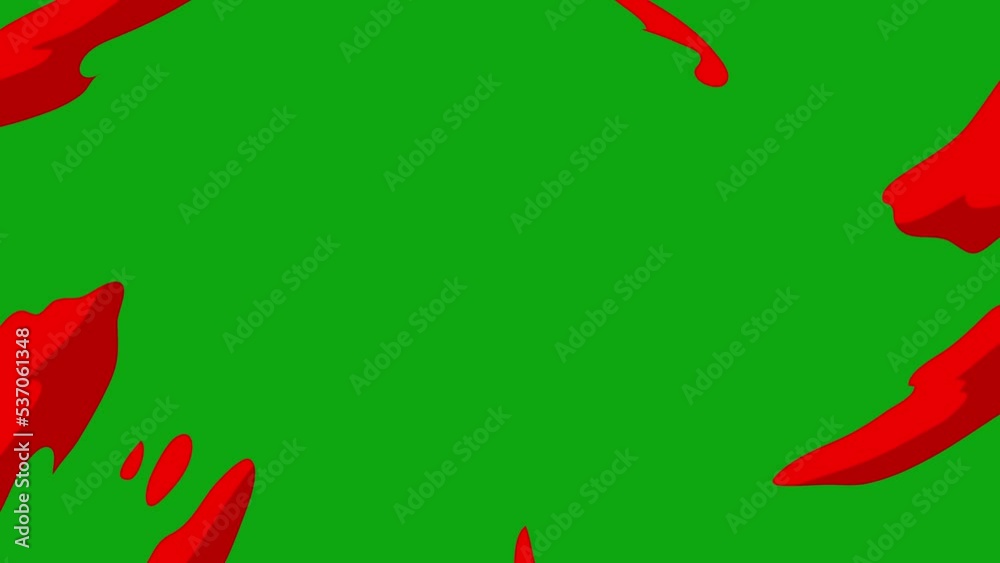 Blood transition on a green background. Halloween elements. Cartoon Blood transition with green screen. Key color, color key background. 4K video Blood transition on a green background. Halloween elements. Cartoon Blood transition with green screen. Key color, color key background. 4K video