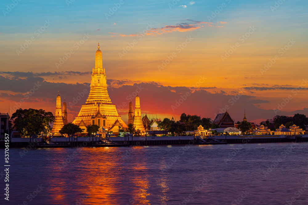 Bangkok, Thailand,Skyline of Wat Arun temple at night, Bangkok. Thailand