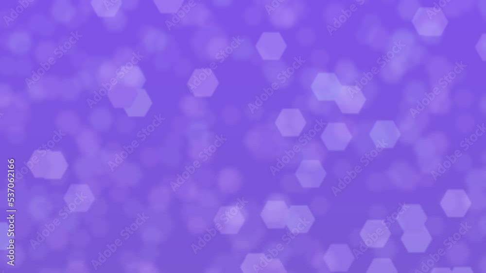 Motion graphics. Abstract blurred light purple background with hexagon shaped spots