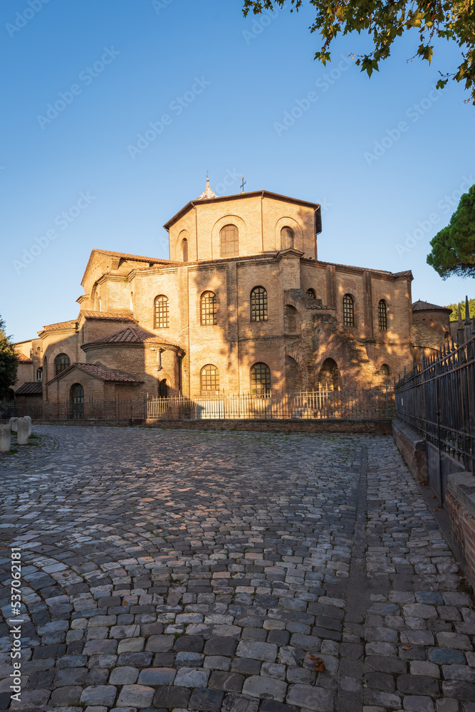 Fototapeta premium Basilica di San Vitale, one of the most important examples of early Christian Byzantine art in western Europe,built in 547, Ravenna, Emilia-Romagna, Italy