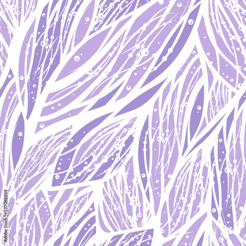 Abstract seamless pattern with water, flower, wind or floral elements. Violet, purple and white colors
