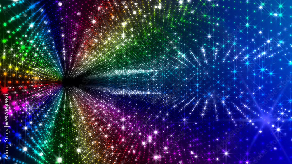 Fototapeta premium Neon Led Lights Sci Fi Futuristic Glowing Dot Dark space 3D illustration