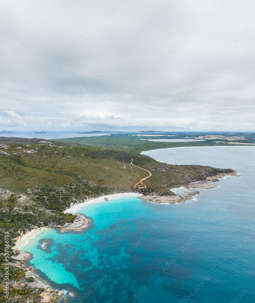 Aerial view of Little Beach and Waterfall Beach, Nanarup, Western Australia, Australia. Aerial view of Little Beach and Waterfall Beach, Nanarup, Western Australia, Australia.