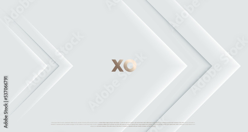Premium simple paper cuts with golden vector shapes. Minimalist white luxury abstract background. Modern exclusive backdrop for poster, banner, wallpaper, wedding invitation card and business concepts