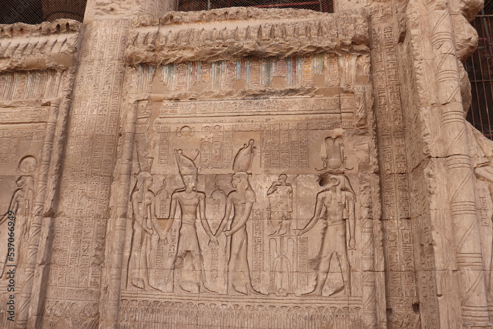 Pharaonic carvings at Khnum temple in Esna city, Luxor 