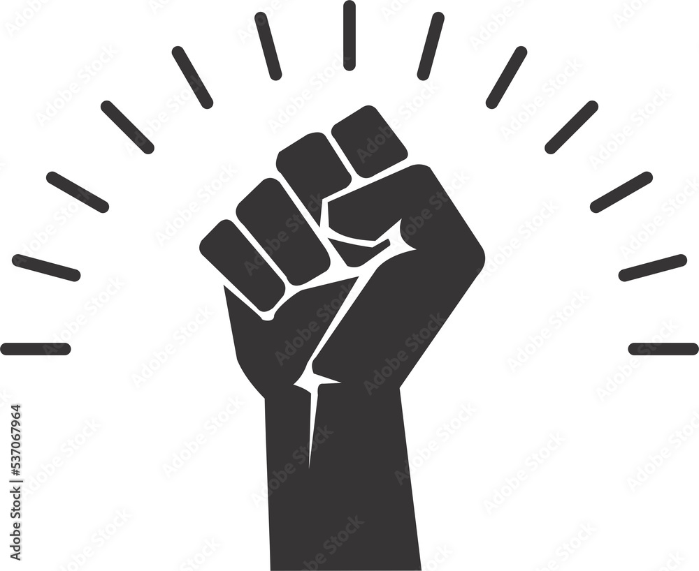 will and determination concept line icon. Closed fist symbol on