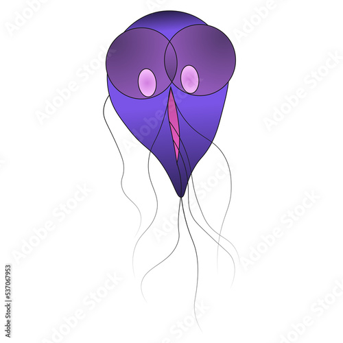 Purple Giardia lamblia protozoan isolated on white background