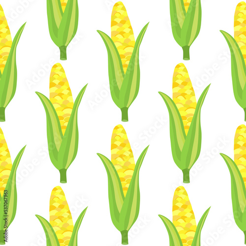 Corn plants seamless pattern. Corn cobs endless wallpaper.