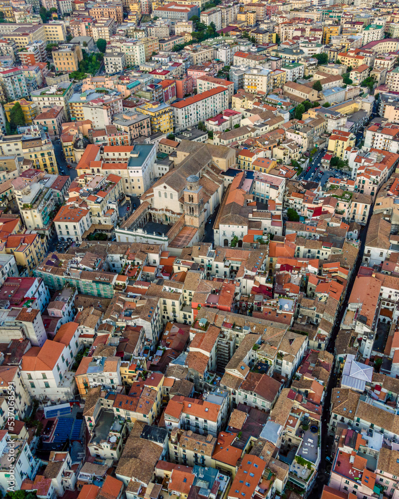 Aerial view of Salerno downtown, view of the old town, Campania, Italy. Aerial view of Salerno downtown, view of the old town, Campania, Italy.