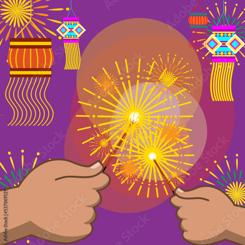 cute cartoon illustration and diwali day