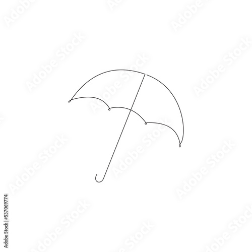 Continuous one line of umbrella in silhouette on a white background. Minimalist
