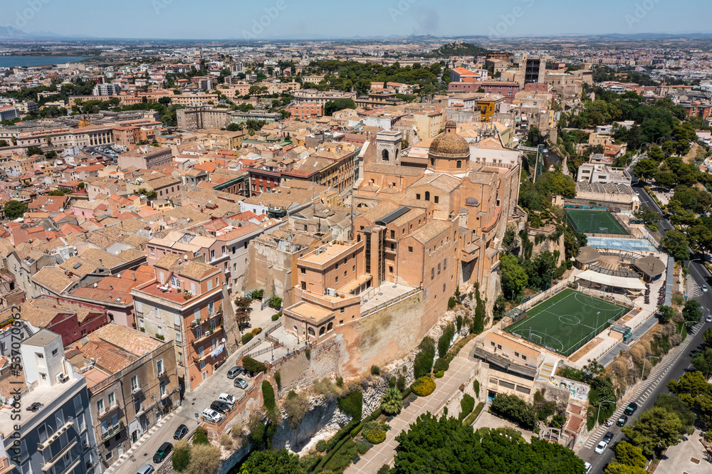 Aerial view of Saint Mary cathedral in Cagliari, Sardinia, Italy. Aerial view of Saint Mary cathedral in Cagliari, Sardinia, Italy.