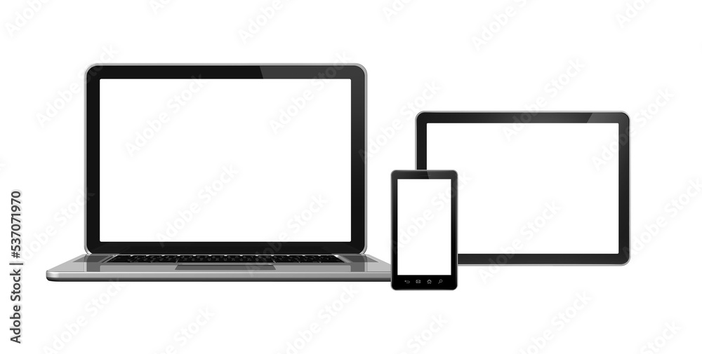 Laptop, mobile phone and digital tablet pc