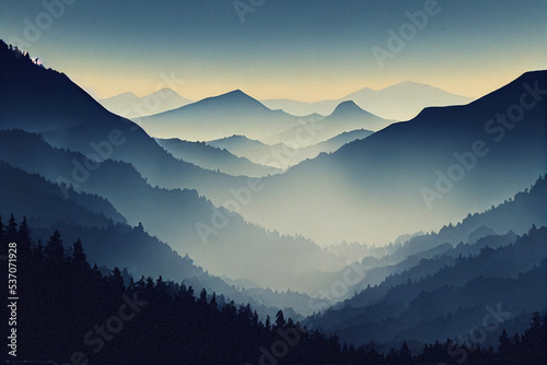 sunrise in the mountains illustration
