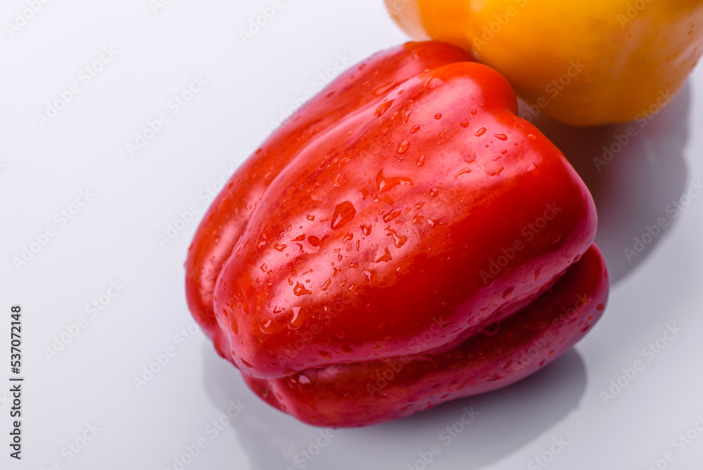 Fresh torn red sweet pepper from the autumn harvest Fresh torn red sweet pepper from the autumn harvest