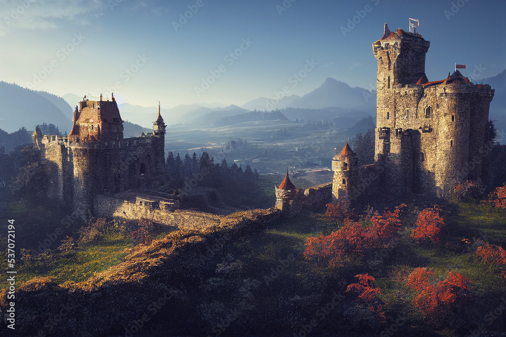 castle on a hill illustration