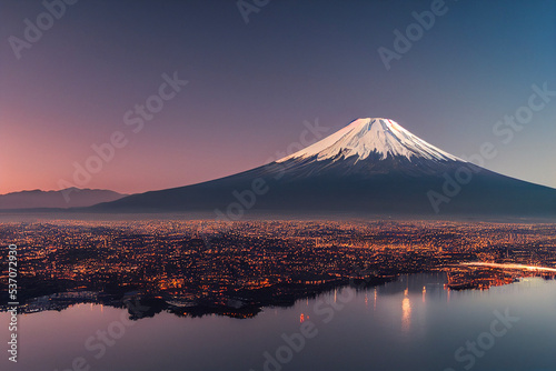 mt fuji at sunset