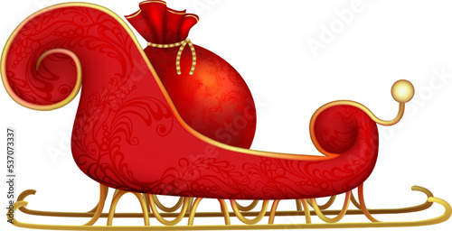 Christmas magic santa claus sleigh with magic gift bag