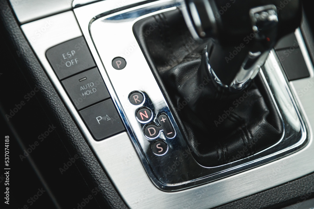 neutral N position of the automatic gearshift lever of the DSG robot car.  Stock Photo | Adobe Stock
