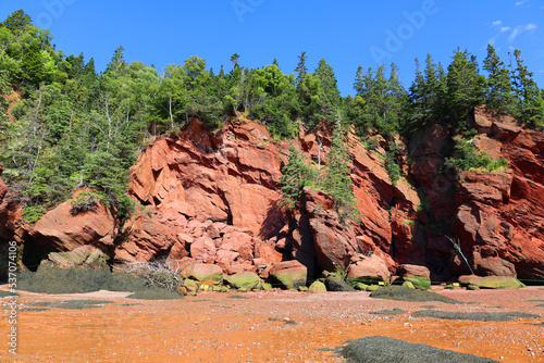 Hopewell Rocks Park in Canada, located on the shores of the Bay of Fundy in the North Atlantic Ocean