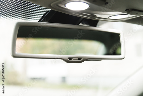 Car Saloon Rear-view mirror with Light, blurred background