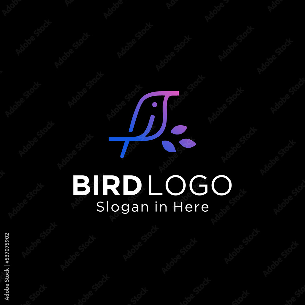 Vector logo on which an abstract image of a bird in a minimalist style. Vector logo on which an abstract image of a bird in a minimalist style.