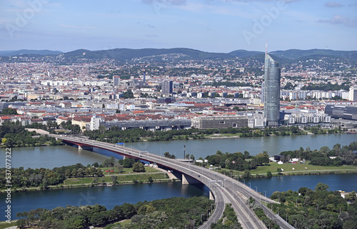 Vienna cityscape view from the Danube tower Austria