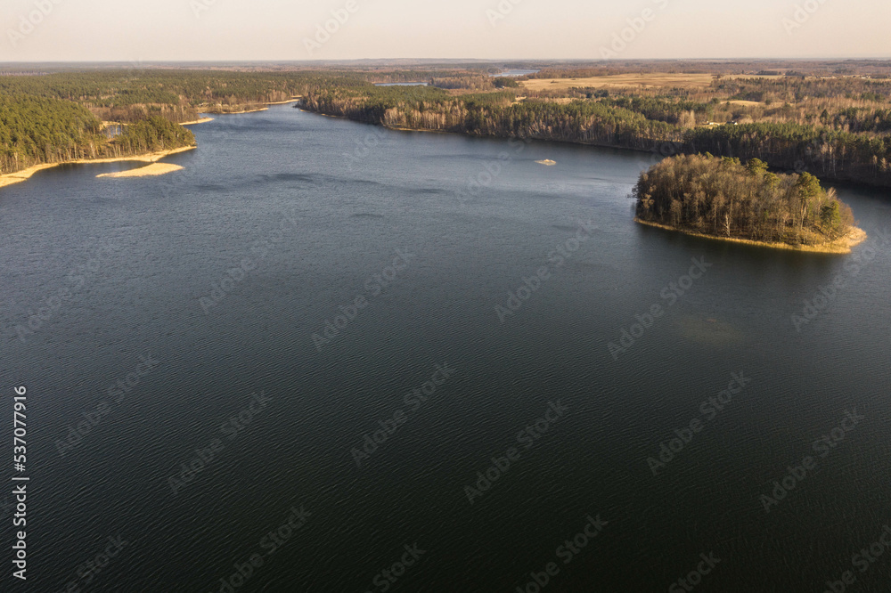 Drone photography of lake surrounded by forest