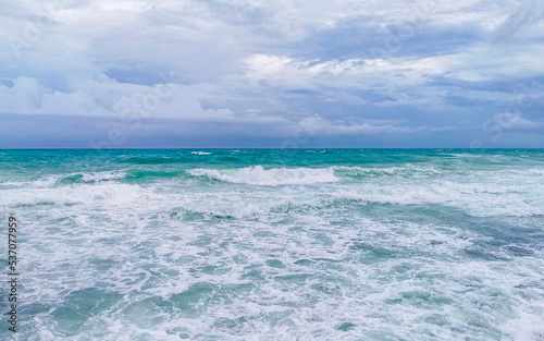 Fototapeta Naklejka Na Ścianę i Meble -  Hurricane 2021 thunderstorm tropical storm in Playa del Carmen Mexico.