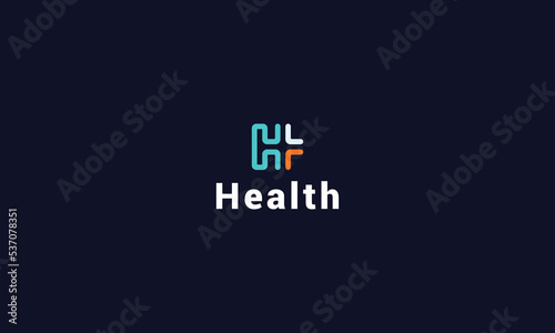 Letter H creative medical cross line art technological treatment logo