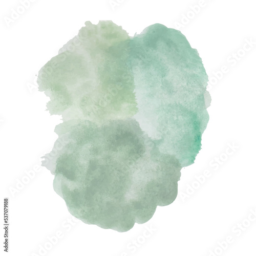 Abstract green watercolor water splash on a white background. Ink paint brush stain. Used as decorative design banners, posters,  brochures, cards, wall art. Hand drawn illustration. photo
