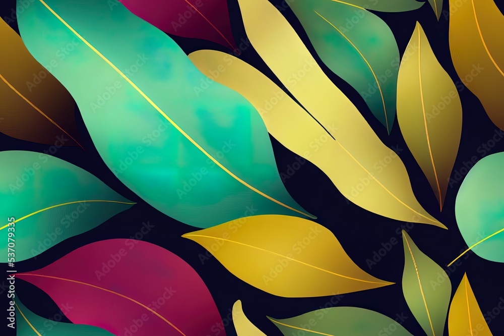 Bright tropical leaf seamless pattern. Bright tropical leaf seamless pattern.