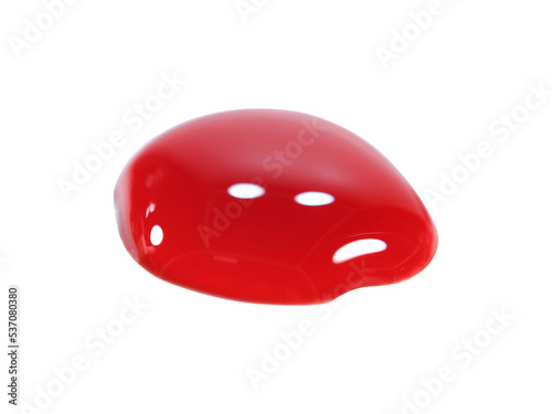 A drop of red ink, like a drop of blood.isolated on white background.