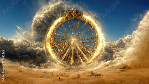 AI generated image depicting Kaala Chakra, or the Hindu concept of circle or life or time as a loop 