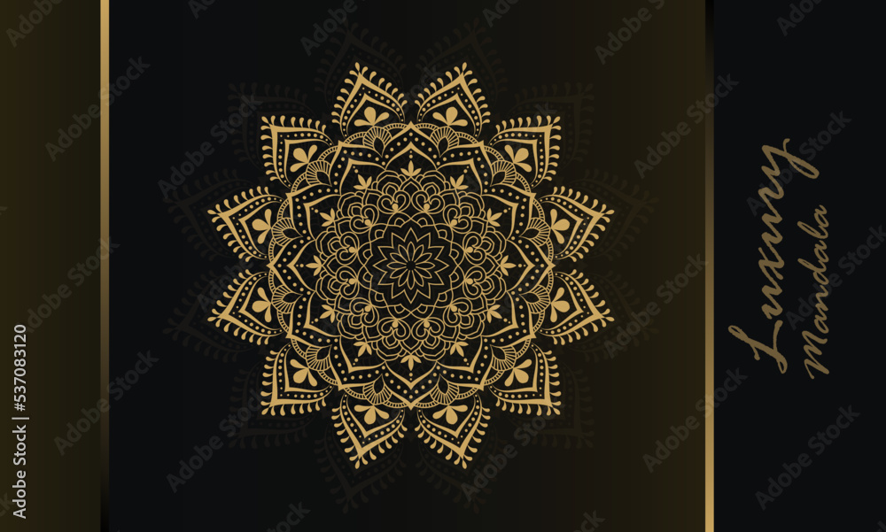 abstract vector luxury mandala texture design,  islamic graphic art background ornament, invitation card decoration gold color weeding style 