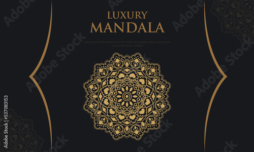 Islamic graphic art background ornament, abstract vector luxury mandala modern pattern design, invitation card decoration gold color weeding style 