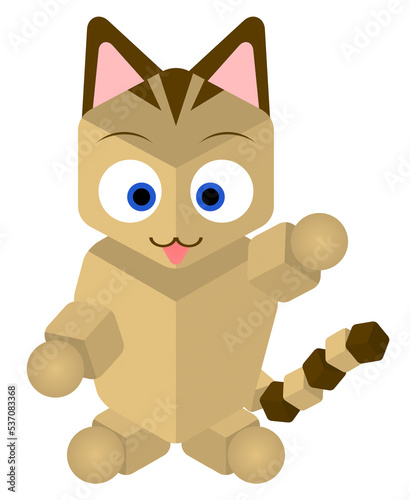 A 3D illustration of a wooden cat toy 