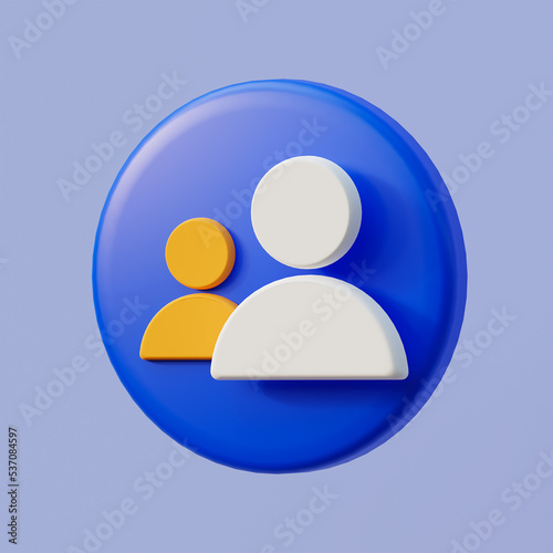 3d cartoon icons set on blue background, different types of icons for contacts, accounts, following, people group.
