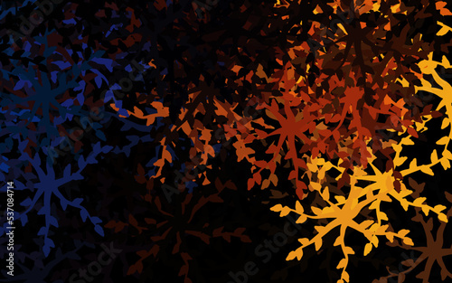 Dark Blue, Yellow vector doodle background with flowers, leaves.