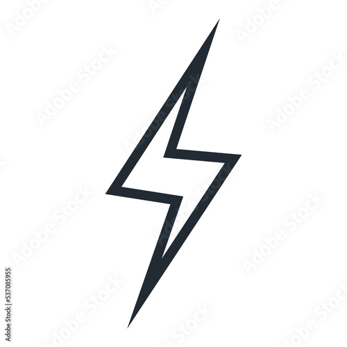 Lightning icon isolated on white background line style for wireless charging, electricity power symbol, thunder logo, high voltage sign, poster, t shirt. Flash light sign vector 10 eps