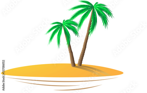 Fototapeta Naklejka Na Ścianę i Meble -  Two palm trees on the island isolated