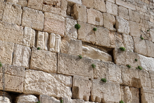 Fototapeta Naklejka Na Ścianę i Meble -  Stones of the Wailing Wall on the Temple Mount in the Old City of Jerusalem.