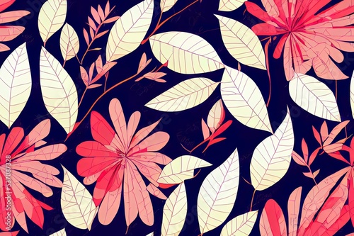 Seamless pattern with tropical leaves