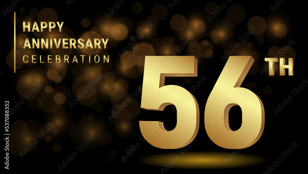 56th anniversary logo with gold color for booklets, leaflets, magazines ...