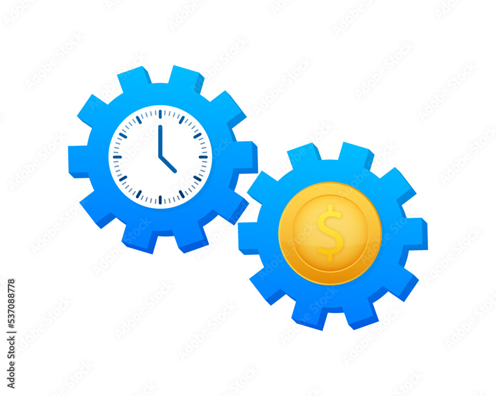 Time is money icon. Money saving. Business and management. Vector stock illustration. Time is money icon. Money saving. Business and management. Vector stock illustration.